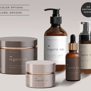 Skin Care Product Label Package Set, Dropper Bottle Label, Cleanser Bottle Label, Pump Serum Label, Jar Label Template - CORJL LA026 (Kyoto)