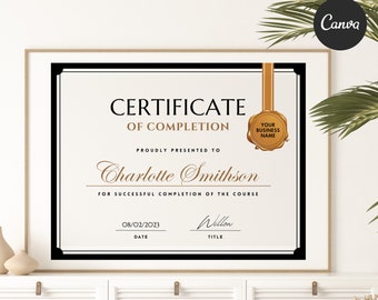 Editable Certificate of Completion Template: Modern Design (CANVA)