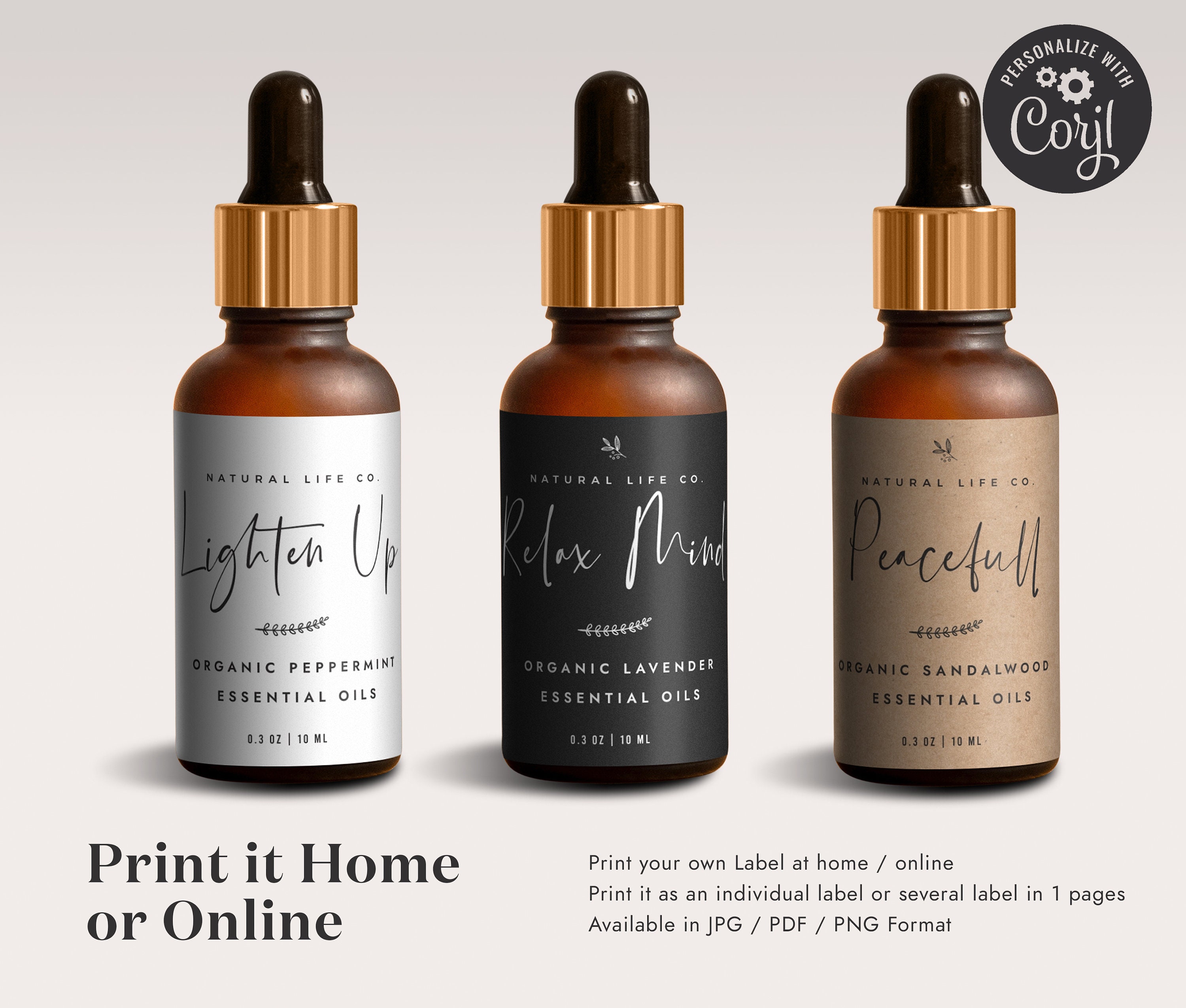 Editable Dropper Bottle Label Template: DIY Essential Oil (CORJL) - Etsy