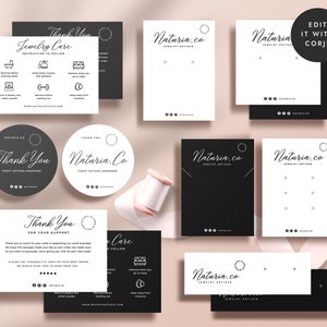Jewellery Business Template Bundle, Jewelry Packaging, Earring Display Card, Editable Necklace Card, Thank You Card - CORJL LA090 (Lagos)