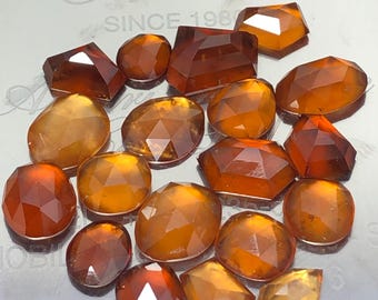Hessonit Granat Rosenslipad, fasetterad cabochon, ädelsten