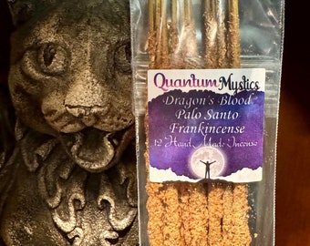 Incense Sticks, Dragon's Blood, Palo Santo & Frankincense, Hand Rolled Artisan Incense Sticks 12pck, Resin incense