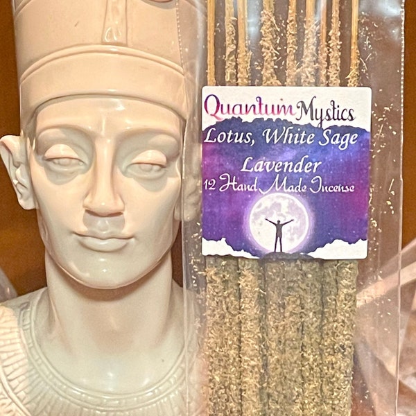 Incense Sticks Lotus, White Sage & Lavender Blend Hand Rolled Incense Sticks 12pck, Artisan Incense, Meditation Incense