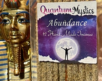 Abundance Incense Sticks, Prosperity, Hand Rolled Incense Sticks 12pck, Artisan Incense