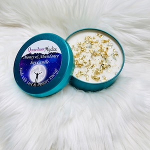 Money & Abundance Soy Candle -Herbal Intention Candles, Wealth Prosperity, Money Candle