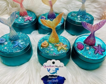 Mermaid Tail Soy Candle: Pink Coral Scented Resin Art