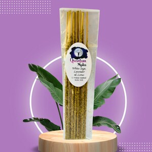 White Sage, Lavender & Lotus: Hand Rolled Incense Sticks - 12 Pack