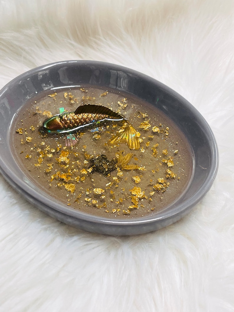 KOI Fish Trinket Tray, Jewelry Dish , Ceramic Soap Dish image 1