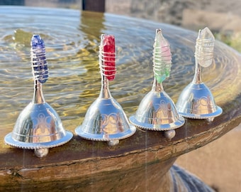 Silver Bells with Quartz Crystal Point: Wiccan Altar Tool/CLOSE OUT