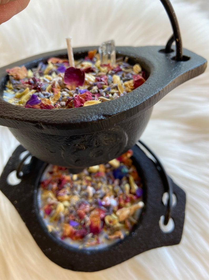 Cauldron Candle Crystal Candle Cast Iron Cauldron Quartz Etsy