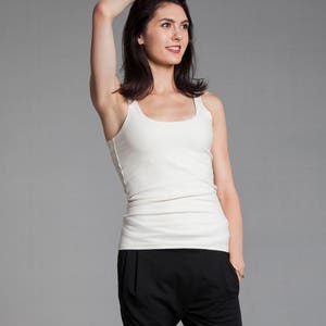 Organic Tank Top,  Ivory Yoga Top, Organic Yoga Clothes, Organic Cotton Top in Natural, Organic Base Layer, Sustainable Clothing.