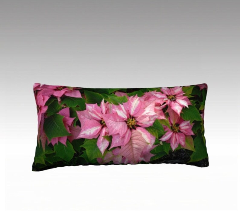 Rectangular Christmas Pillow Case Pink Poinsettias Etsy Ireland