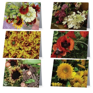 Fall flower cards - pack of 6 blank note cards