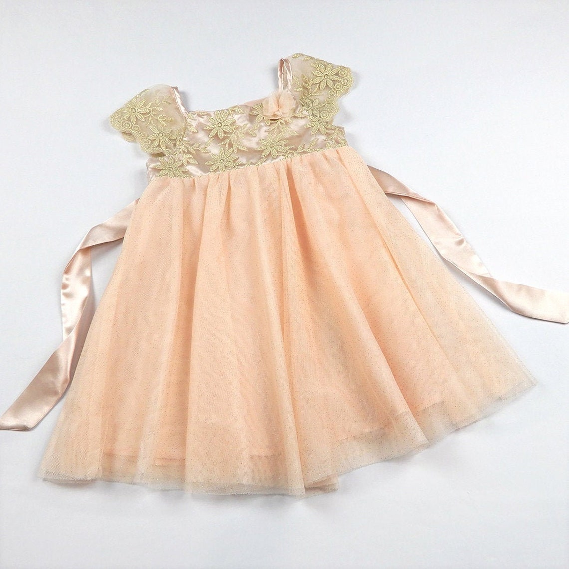 Soft Apricot/pink Baby Girl Dress Size 1218 Months First Etsy Australia
