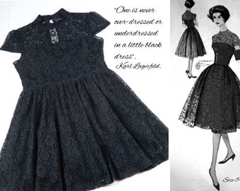 Black lace evening dress size 8, short black vintage style dress, size 8-10 black lace dress, Asos  black lace dress, 1950 style.