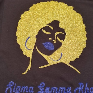 Sigma Gamma Rho Afro Lady Glitter Tee