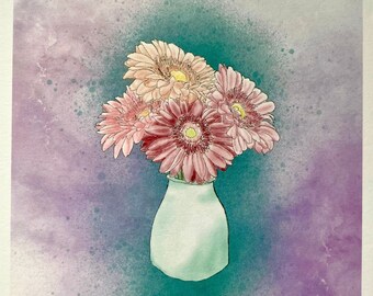 Gerber Daisy Watercolor Print