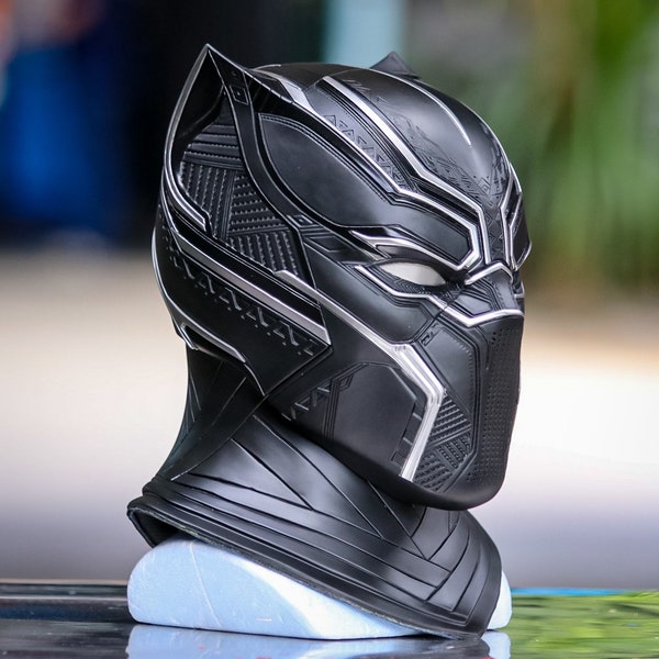 Sell !! Special price Set Black panther helmet with neck guard ,Life-size scale wearable ( 20% discount from normal price for both)
