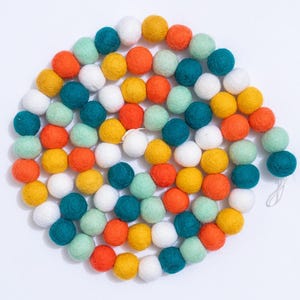 Felt ball garland, felt ball decor, felt garland, birthday garland, birthday decor, kids room decor, wool garland, colorful bunting, mantle