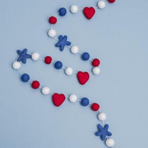 4th of July decor, 4th of July garland, 4th of July banner, felt ball garland, felt ball decor, Fourth of July decor, Fourth of July tray