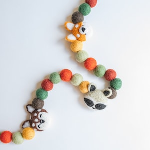 Forest animals, forest garland, forest theme, woodland garland, felt ball garland, felt garland, forest nursery, woodland birthday, pom poms