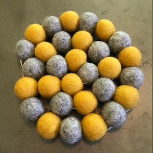 Felt ball garland, felt ball decor, felt garland, felt ball garland for nursery, mantel decor, pom pom decor, mustard decor, pom pom garland