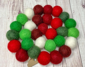 Christmas garland, felt ball garland, felt garland, Christmas decor, Christmas mantle, Christmas coffee bar, tiered tray decor, felt balls