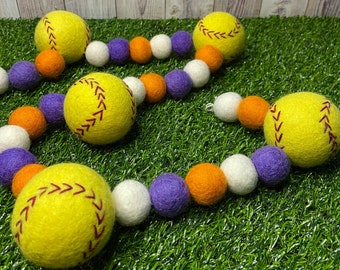 Softball garland, softball decor, team colors, softball theme, softball birthday, sport themed party, sports party, softball tiered tray