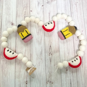 Teacher garland, felt ball garland, teacher decor, teacher gift, classroom garland, pencil garland, teacher appreciation, classroom decor