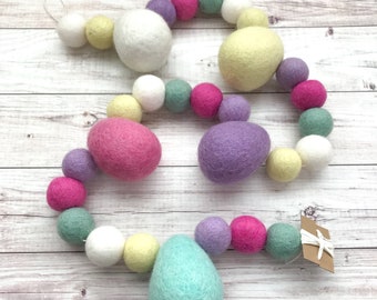 Egg garland, Easter garland, Easter egg decor, felt ball garland, Easter egg garland, Easter banner, felt ball decor, felt egg, Easter decor