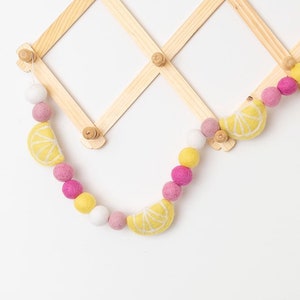 Lemon decor, felt ball garland, felt lemon, lemon garland, felt ball decor, lemonade decor, pom pom garland, lemon party, photo prop, lemons