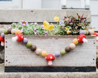 Woodland garland, felt ball garland, woodland nursery, woodland decor, mushroom garland, felt garland, woodland banner, pom pom garland