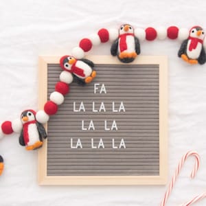 Penguin decor, felt ball garland, felt ball decor, penguin garland, penguin lover, felt animals, pom pom garland, winter decor, animal lover