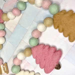 Handmade Felt Pink and Green Fringe Christmas Garland and Bunting - 6' Arcadia Home main image 0