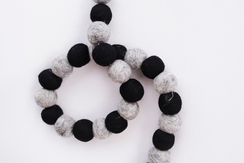 Felt ball garland modern nursery decor pom pom garland monochrome nursery decor monochrome nursery monochrome decor felt ball decor