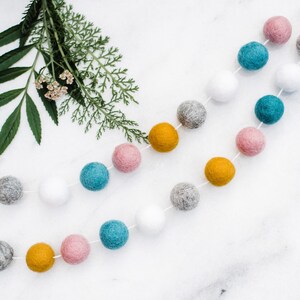 Felt ball garland, felt ball garland spring, felt ball decor, pom pom garland, wool felt balls, nursery garland, birthday garland, pom poms