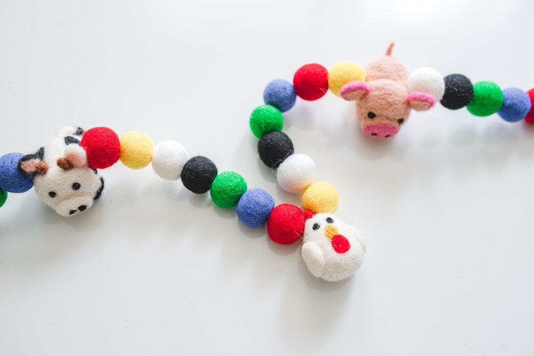Barnyard Garland, Barnyard Decor, Barnyard Party, Felt Ball Garland ...
