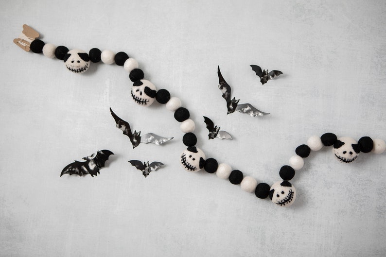 Halloween Garland Felt Ball Garland Halloween Decor Felt Etsy