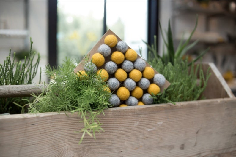 Felt ball garland, felt ball decor, felt garland, felt ball garland for nursery, mantel decor, pom pom decor, mustard decor, pom pom garland image 3