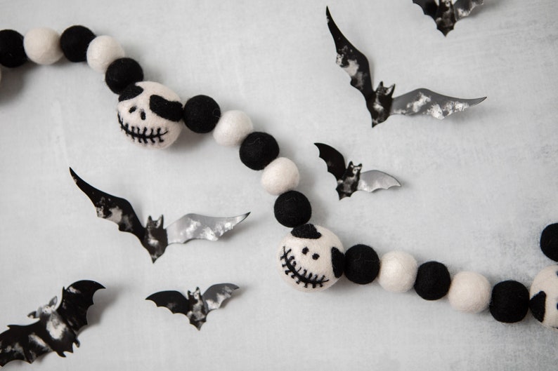 Halloween Garland Felt Ball Garland Halloween Decor Felt Etsy