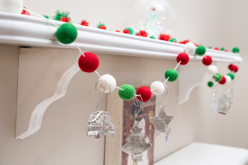 Christmas Felt Ball Garland Christmas Felt Garland Christmas Etsy