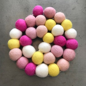 Felt ball garland, Lemonade decor, felt ball decor, lemonade party, felt ball garland pink, pom pom nursery decor, pink lemonade party