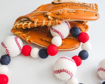 Baseball garland, baseball teams, felt ball garland, sports garland, baseball decor, baseball birthday, sports theme party, team colors