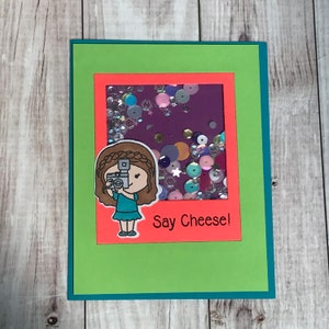 Carte de photographe, carte d'anniversaire de photographe, cadeau pour photographe, carte d'anniversaire, carte pour elle, dire fromage, carte d'anniversaire d'appareil photo, shaker
