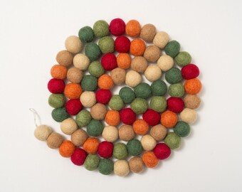 Fall garland, fall decor, fall felt ball garland, autumn decor, fall mantel, bookshelf decor, felt bunting, autumn love, fall home decor