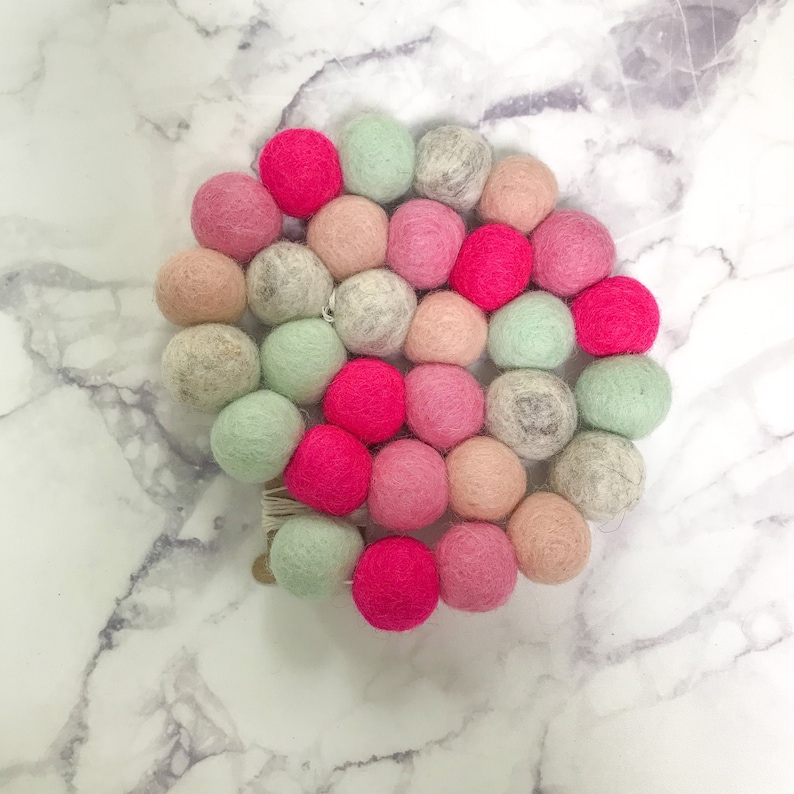 Felt Garland Felt Ball Garland Felt Ball Decor Pink Etsy
