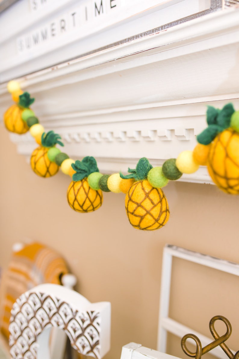 Pineapple Garland Felt Ball Garland Pineapple Decor Felt Etsy