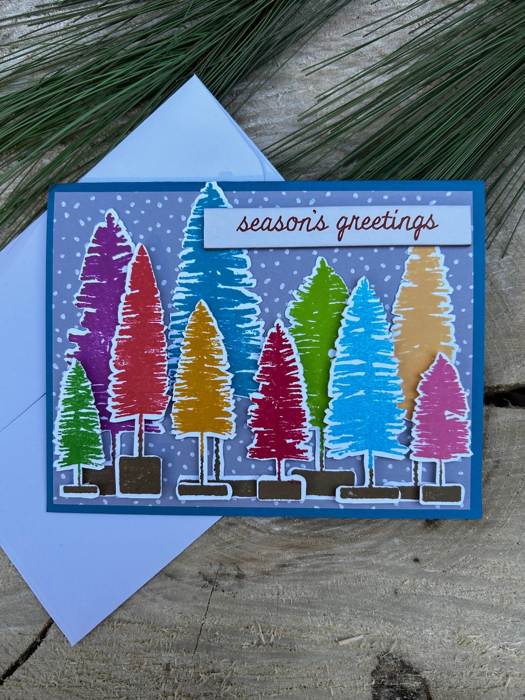 Christmas Card, Tinsel Trees, Bottlebrush Tree, Christmas Tree, Holiday