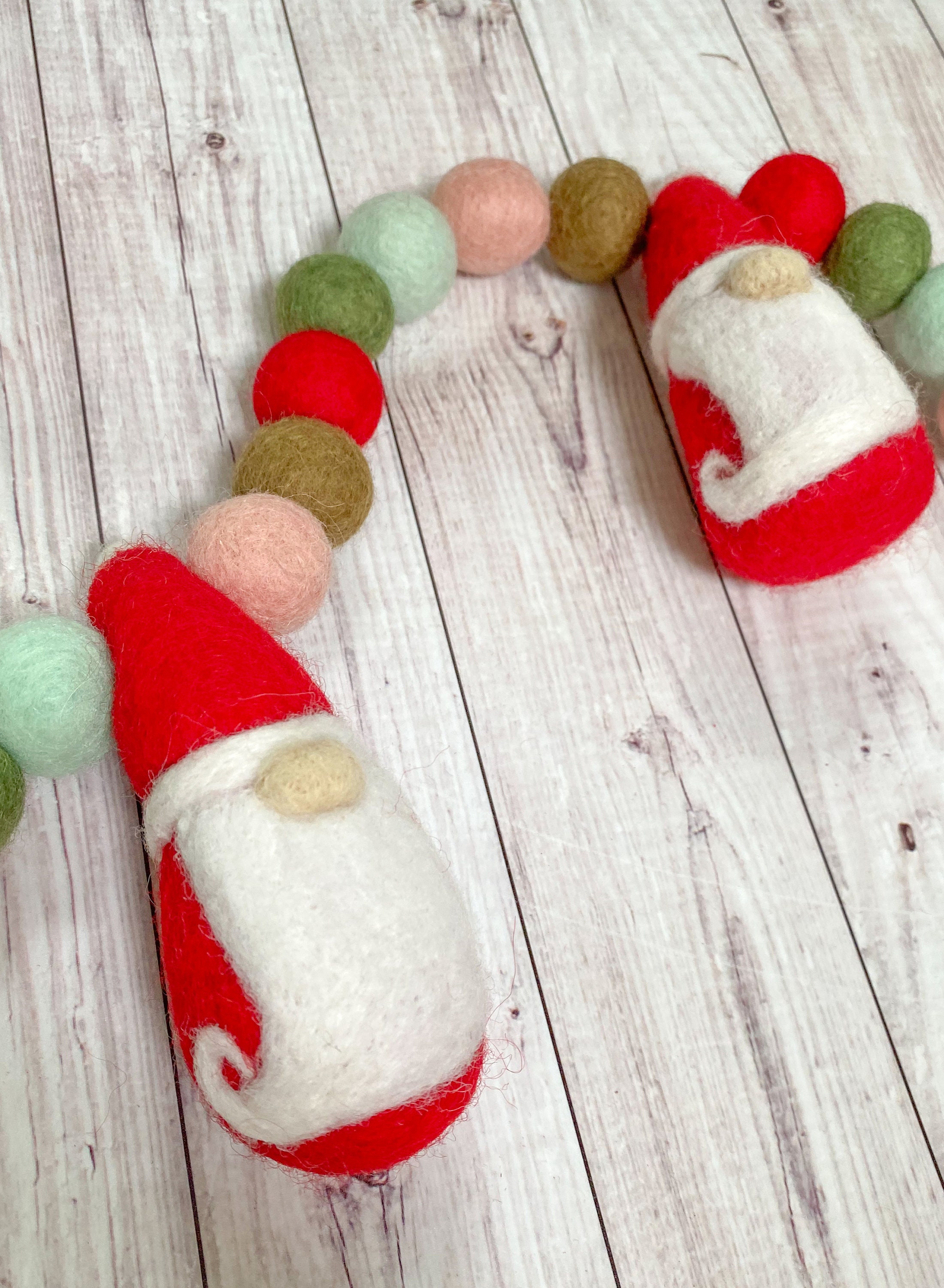 Santa felt garland santa decor santa garland felt ball Etsy