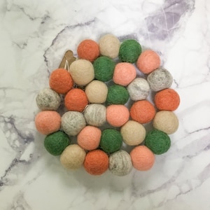 Felt garland, felt ball garland, felt ball decor, pom pom garland, neutral decor, neutral garland, nursery garland, felt decor, pom decor